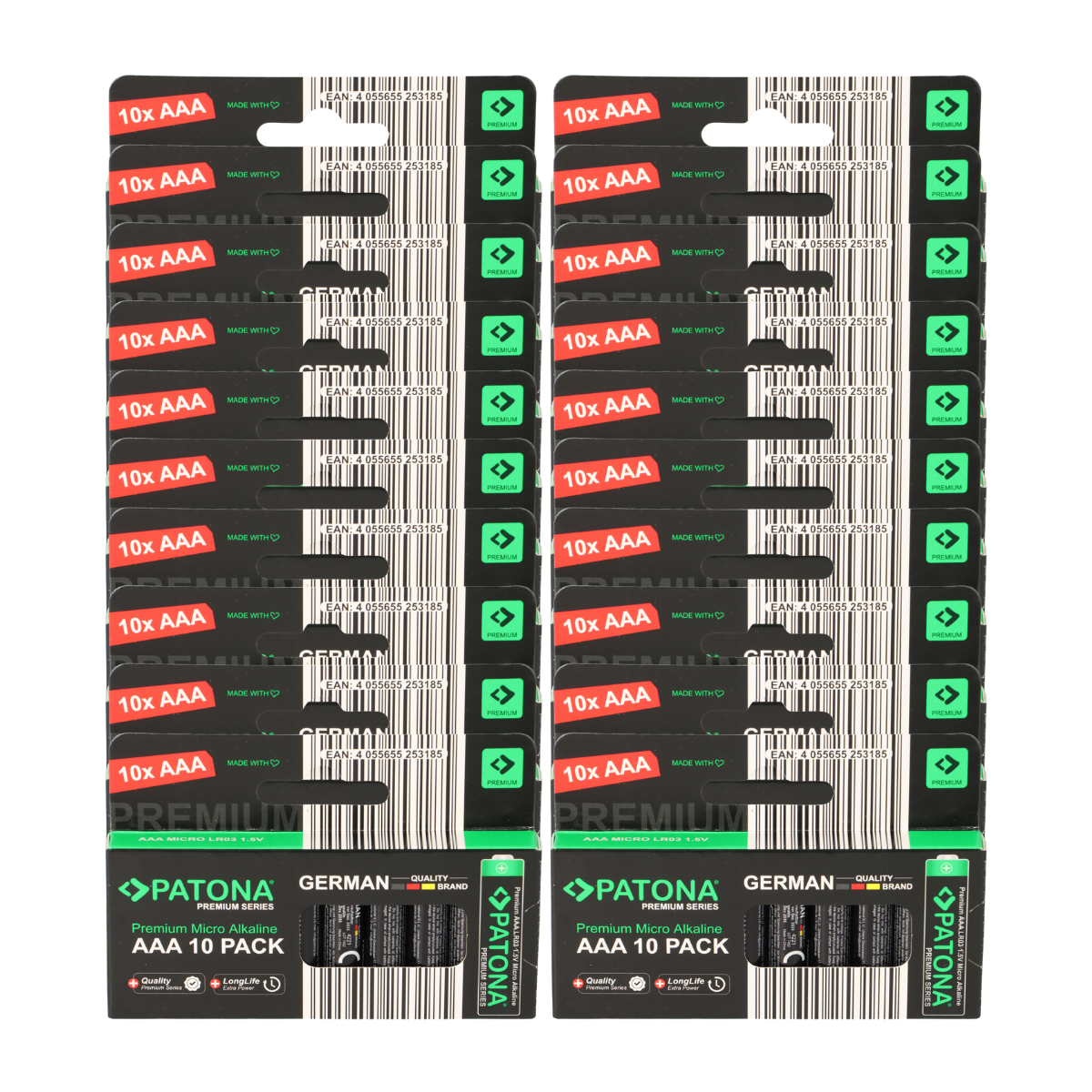PATONA Premium 200x AAA Batterien (20x10er) Pack 1,5V Alkaline