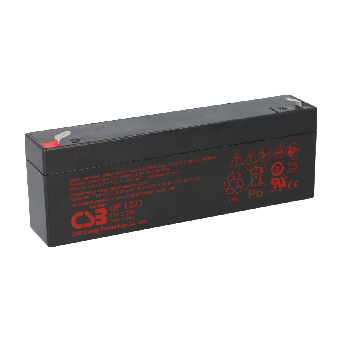 CSB GP1223 AGM Akku 12V 2,3Ah Faston 4,8 mm – passend für Alarm, Notlicht & Steuerung