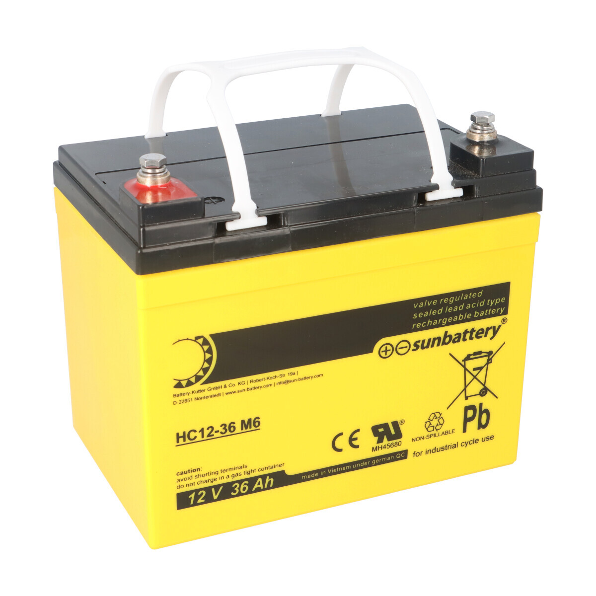 SUN Battery High Cycle AGM Bleiakku zyklenfest 12V 36,2Ah M6-Schraubanschluss