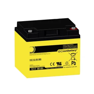 SUN Battery AGM HC12-50 Akku 12V 50Ah | High Cycle | Zyklenfest | Wartungsfrei