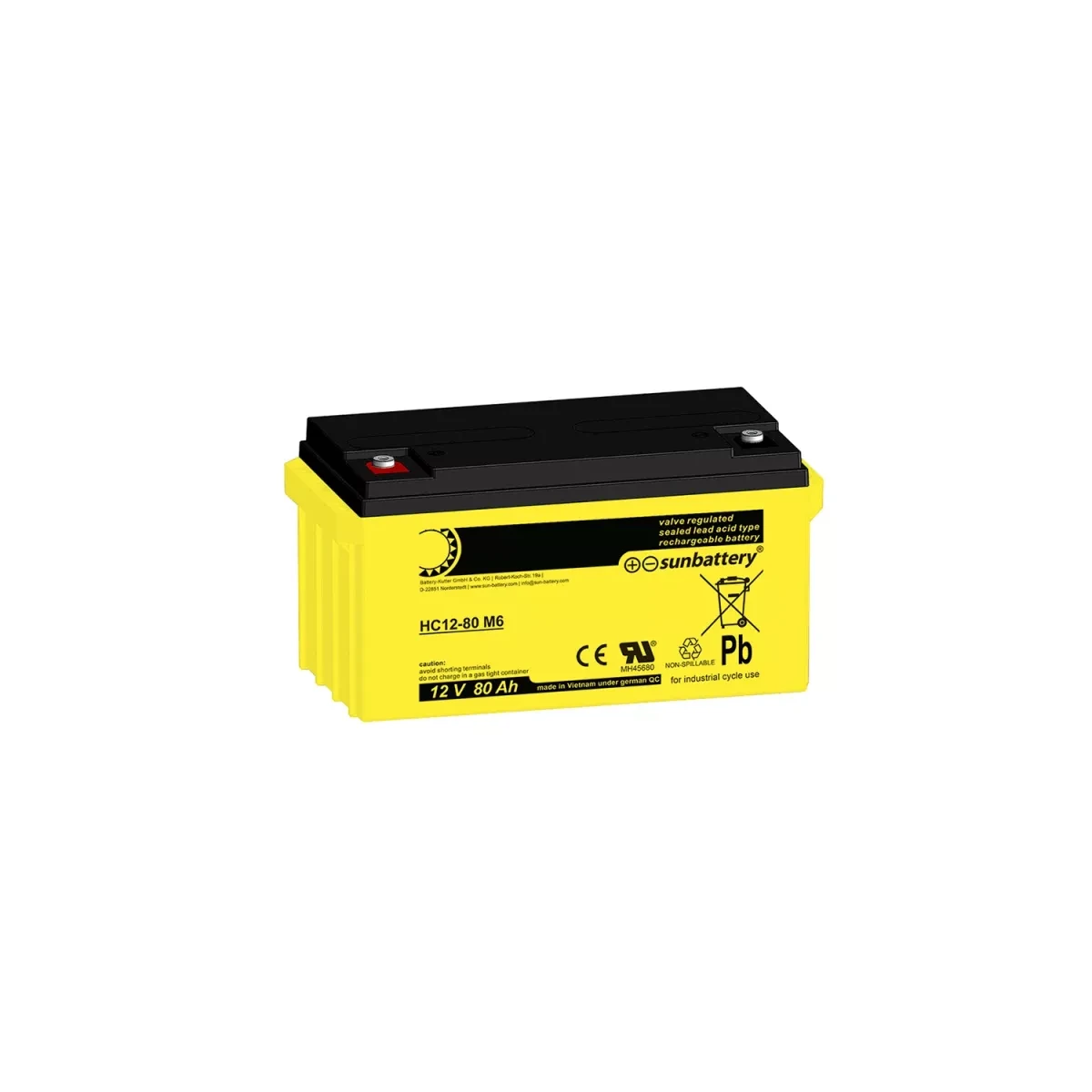 SUN Battery High Cycle AGM Bleiakku zyklenfest 12V 82Ah M6-Schraubanschluss