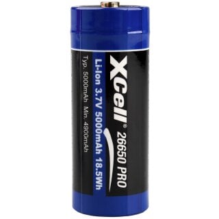 XCell 26650 Li-Ion Akku 3,7V 5000mAh mit PCB Schutz – Hochleistungszelle