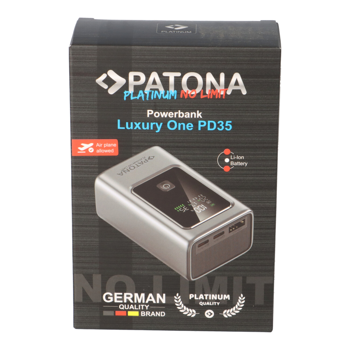 PATONA Platinum Powerbank PD35W – 10.000mAh Schnellladegerät mit USB-C & Display