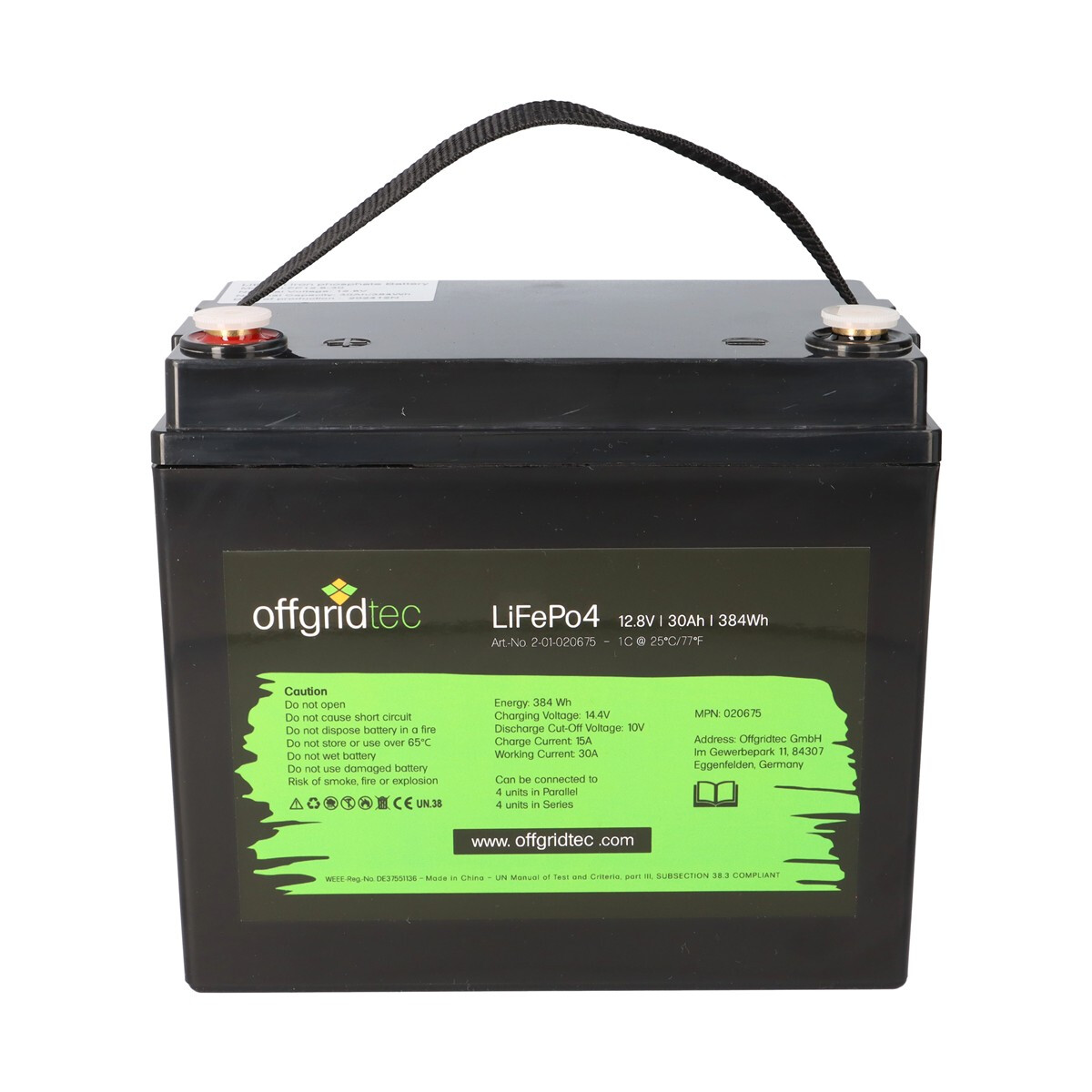 Offgridtec LiFePO4 Akku 12V 30Ah - mit 0% MwSt nach §12 Abs. 3 UstG