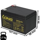 192x (1 Palette) Kung Long VdS WP12-12 12V 12Ah AGM Blei Accu Batterie wartungsfrei