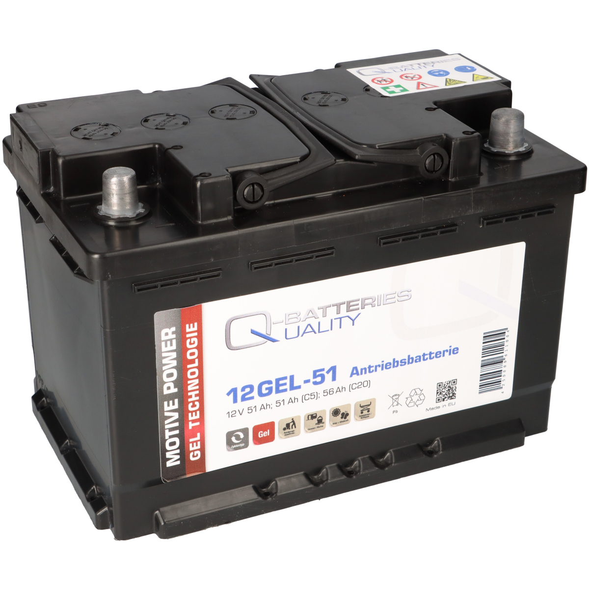Q-Batteries 12GEL-51 Antriebsbatterie 12V 52Ah (5h), 60Ah (20h) wartungsfreier Gel-Akku VRLA