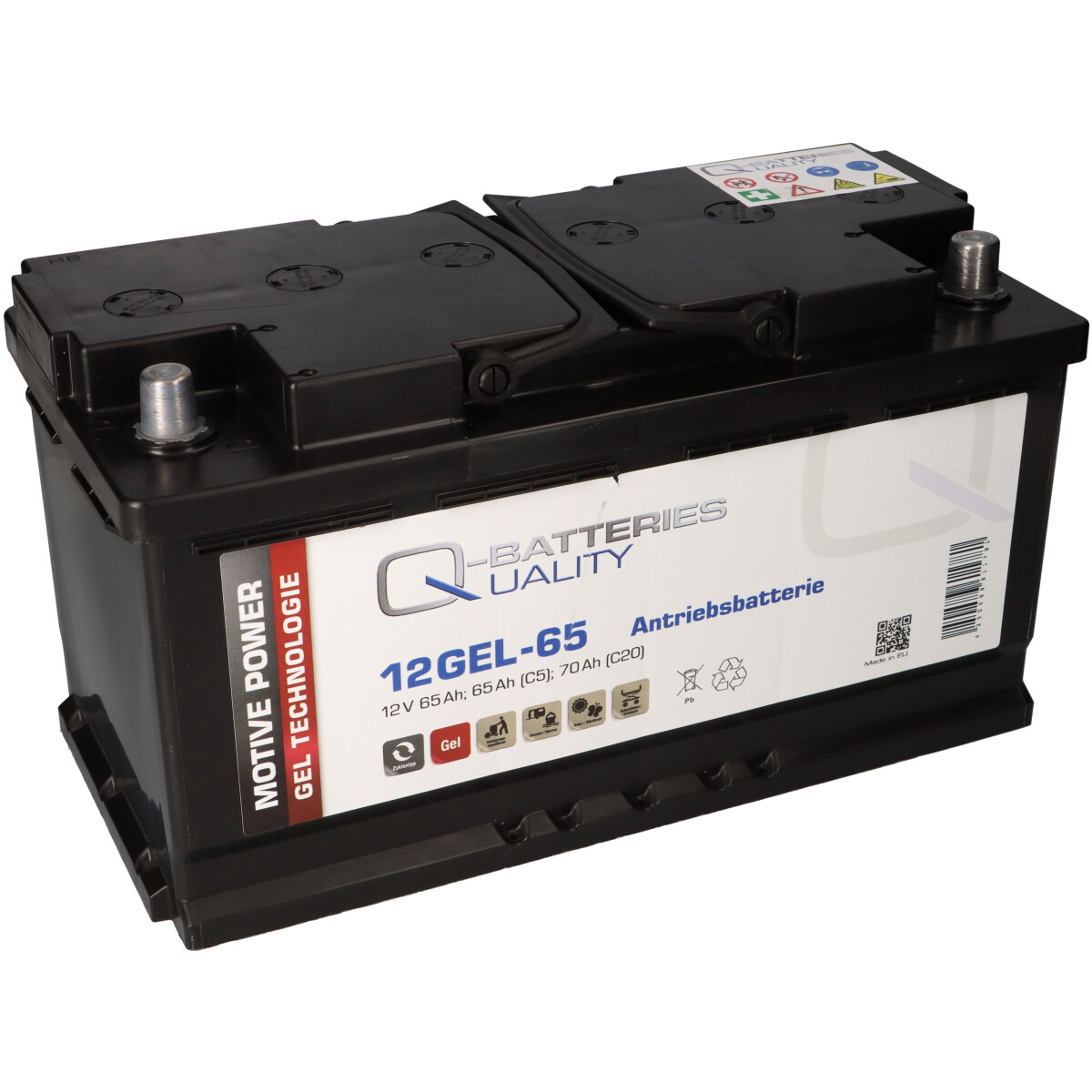 Q-Batteries 12GEL-65 12 V 65 Ah (C5) / 73 Ah (C20) Gel-Traktionsbatterie