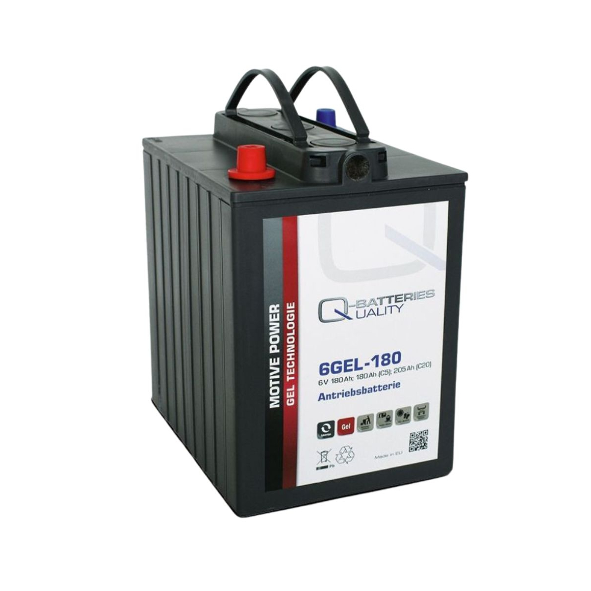 Q-Batteries Antriebsbatterie 6GEL-180 6V 180Ah (5h) 205Ah (20h) wartungsfreier Gel-Akku VRLA