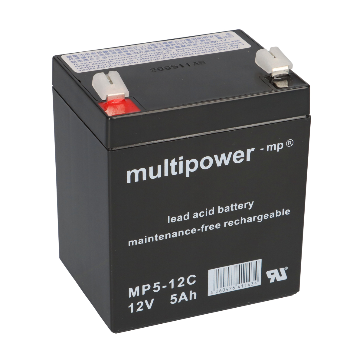 Multipower Blei-Akku MP5-12C Pb 12V / 5Ah Zyklenfest, Faston 6,3