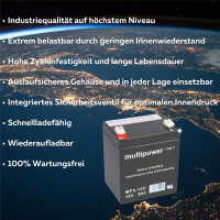 Multipower MP5-12C AGM Zyklenakku 12V 5Ah – F6,3 mm 3