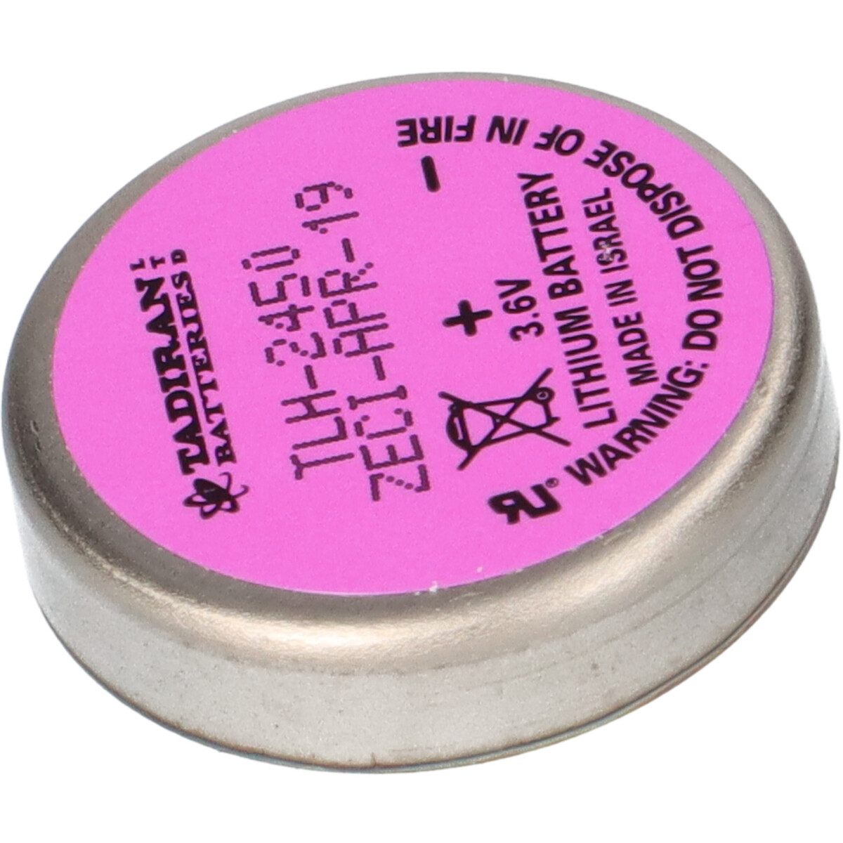 Tadiran TLH-2450/P 3,6V 0,55Ah 1/10C / 2450 Li-SOCl₂ Hochtemperatur – 2 Printpins +/-