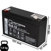 Q-Batteries 6LS-12 6 V 12 Ah AGM Bleiakku VdS G112001 2