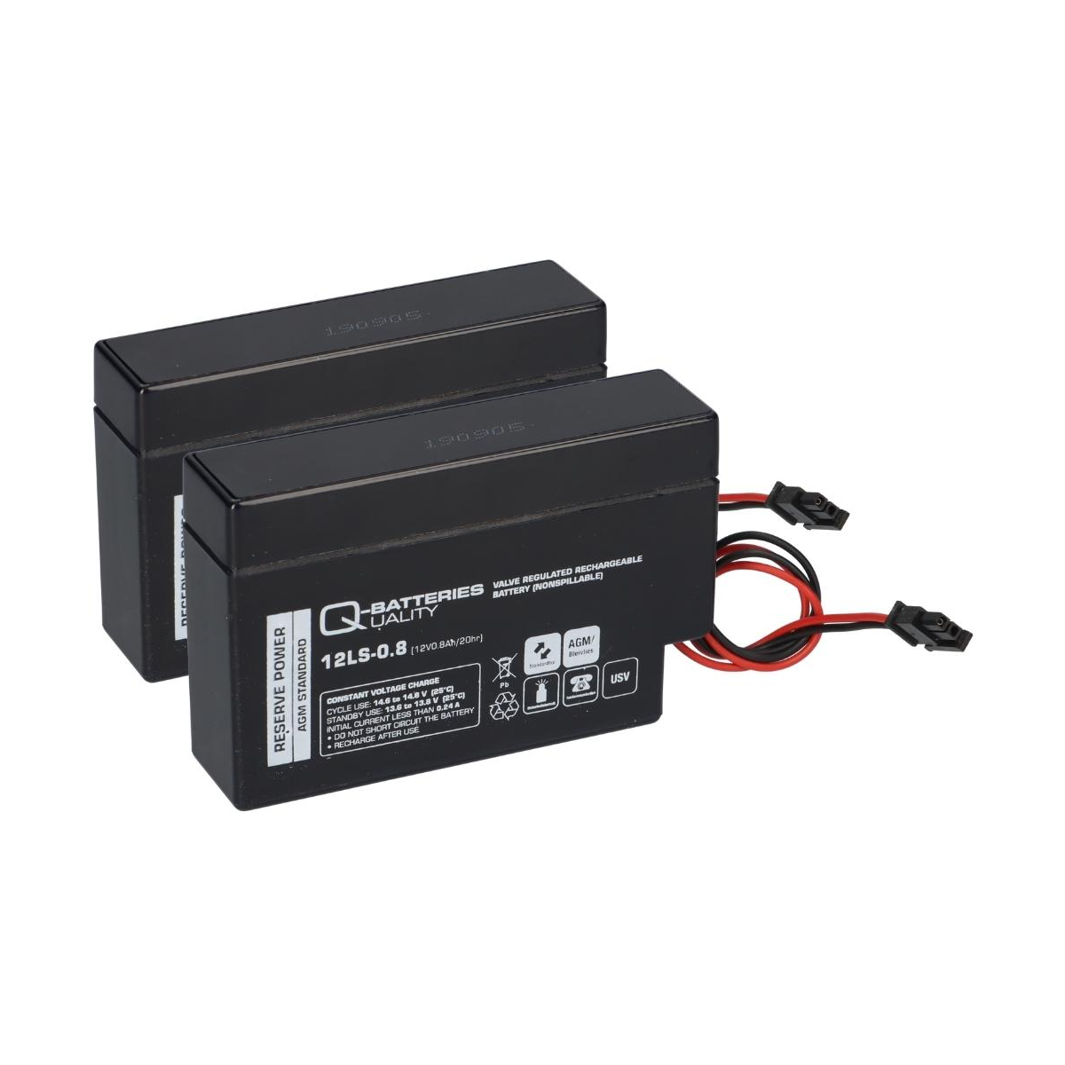 2x Q-Batteries 12LS-0.8 12V 0,8Ah AGM Blei-Vlies Akku Heim & Haus