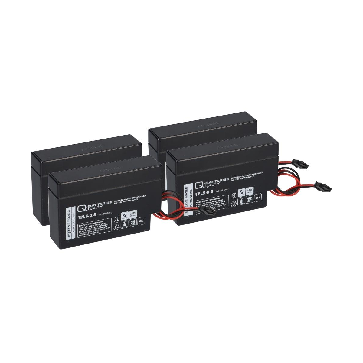 4x Q-Batteries 12LS-0.8 12V 0,8Ah AGM Blei-Vlies Akku Heim & Haus