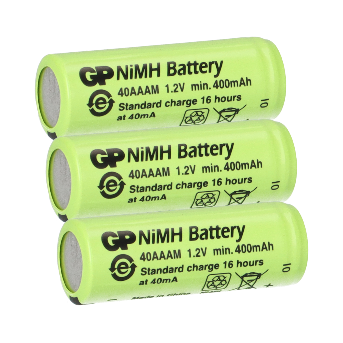 3x GP Akku 2/3 AAA 1,2V / 400mAh GP40AAAM Micro NiMH Akku Höhe 29,7mm