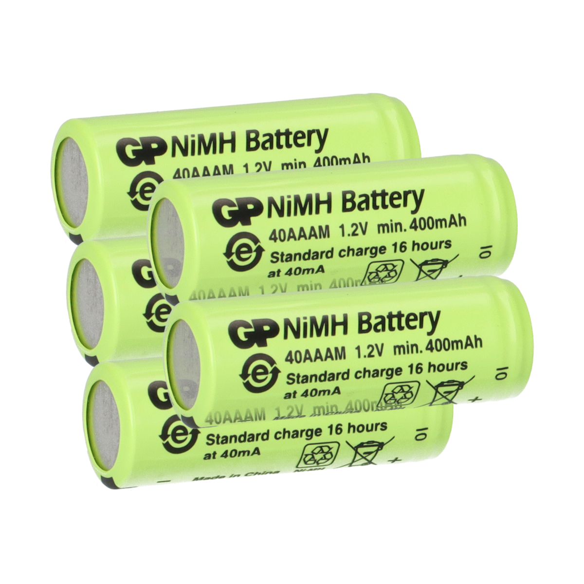 5x GP Akku 2/3 AAA 1,2V / 400mAh GP40AAAM Micro NiMH Akku Höhe 29,7mm