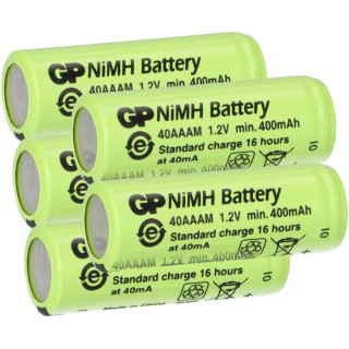 5x GP Akku 2/3 AAA 1,2V / 400mAh GP40AAAM Micro NiMH Akku Höhe 29,7mm