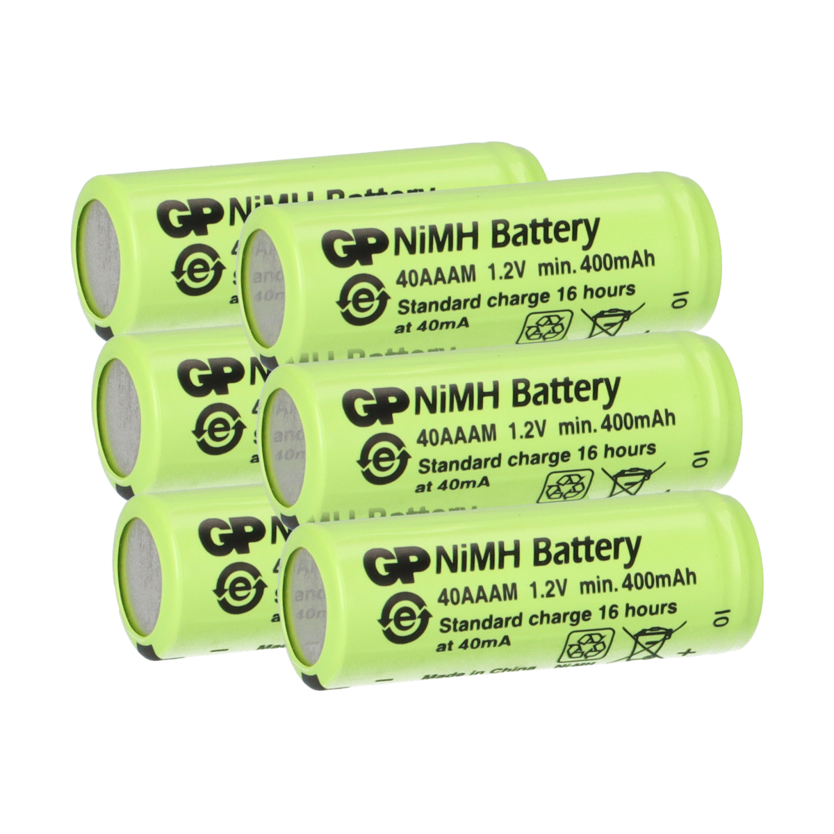 Lot de 2 piles GP 2/3 AAA 1,2 V 400 mAh GP40AAAM Micro NiMH Hauteur 29,7 mm Rechargeable Attention 2/3 AAA