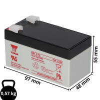 Yuasa NP1.2-12 AGM-Bleiakku 12V 1,2Ah VdS – Faston F1 