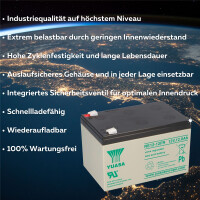 Yuasa Blei-Akku RE12-12FR Pb 12V / 12Ah 6-9 Jahresbatterie, 