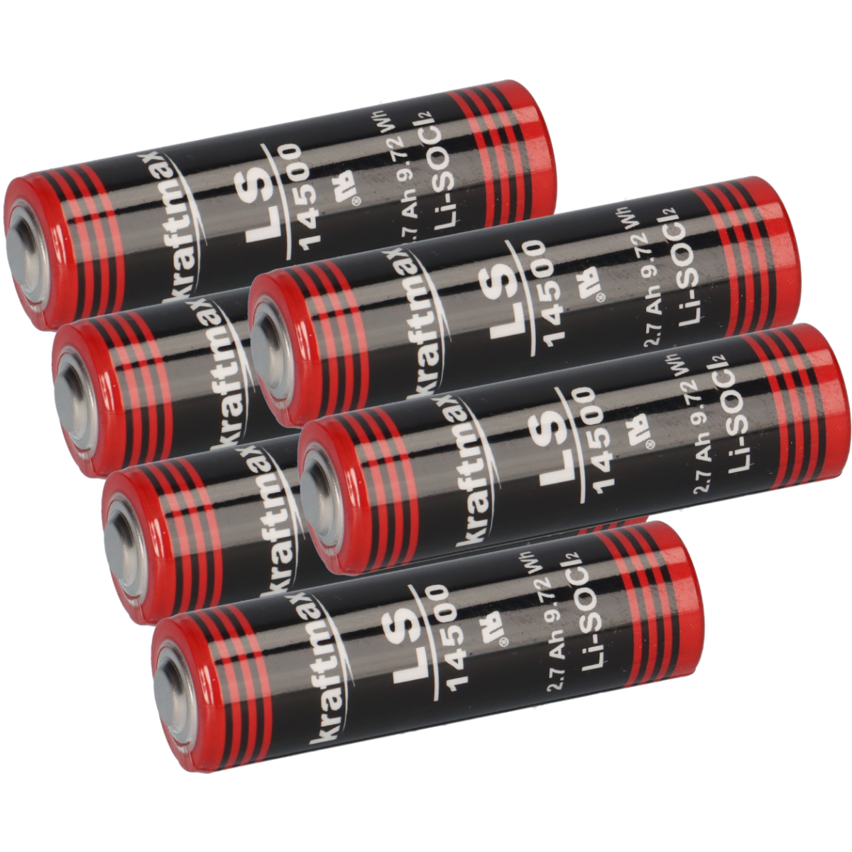 6x Kraftmax Lithium 3,6V Batterie LS14500 ER14505 AA - Zelle