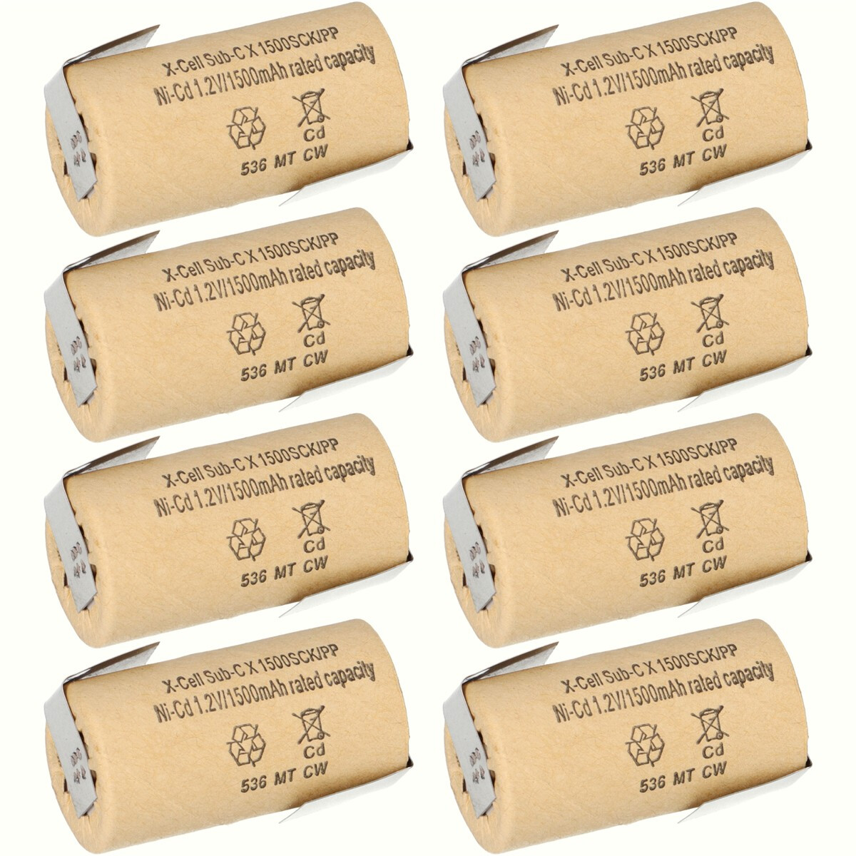 8x XCell NiCd-Akku Sub-C 1,2V 1500mAh – Z-Lötfahne