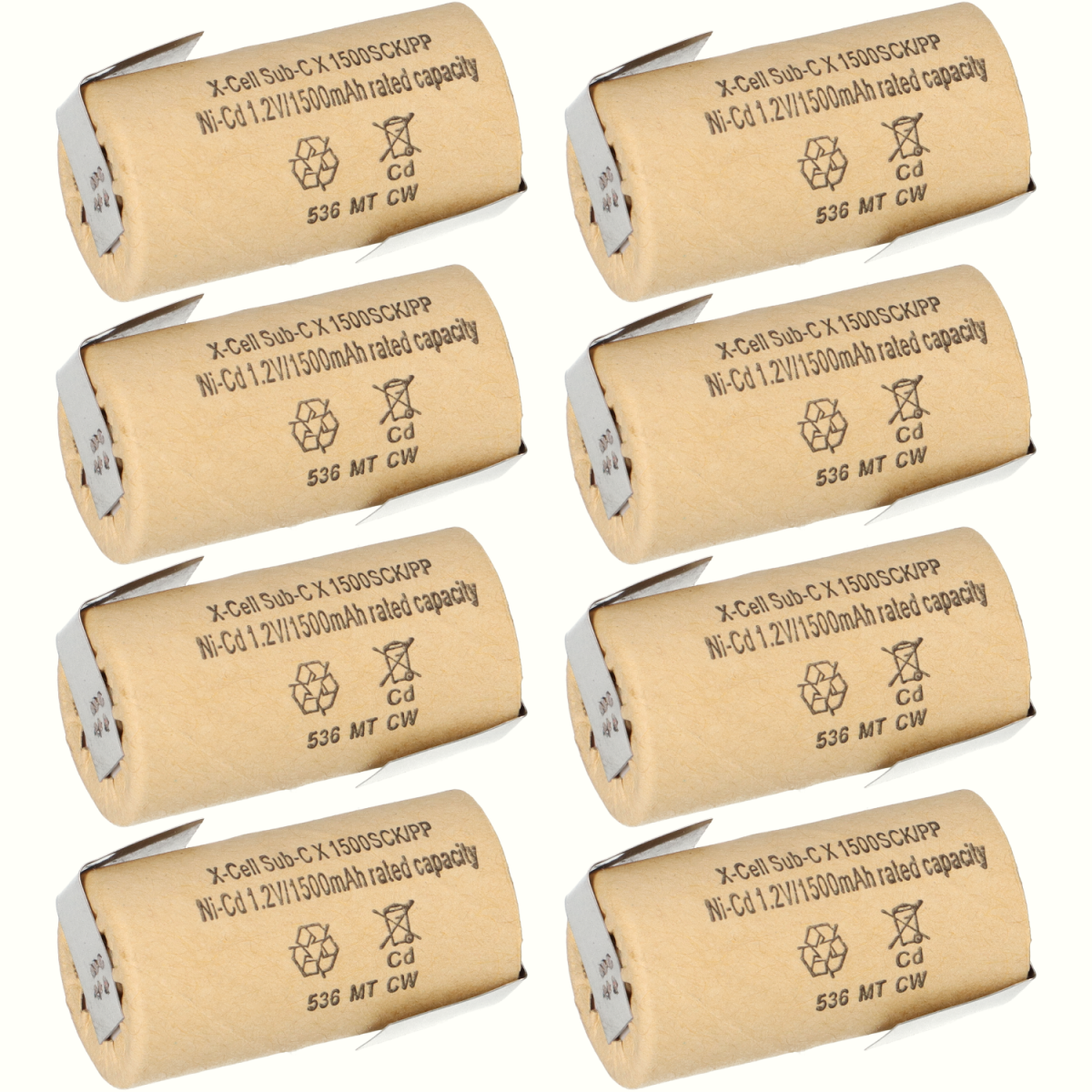 8x XCell Sub-C Hochleistungsakku mit Z- Lötfahne - 1,2V 1500 mAh Ni-CD