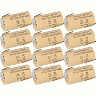 12x XCell Sub-C Hochleistungsakku mit Z- Lötfahne - 1,2V 1500 mAh Ni-CD