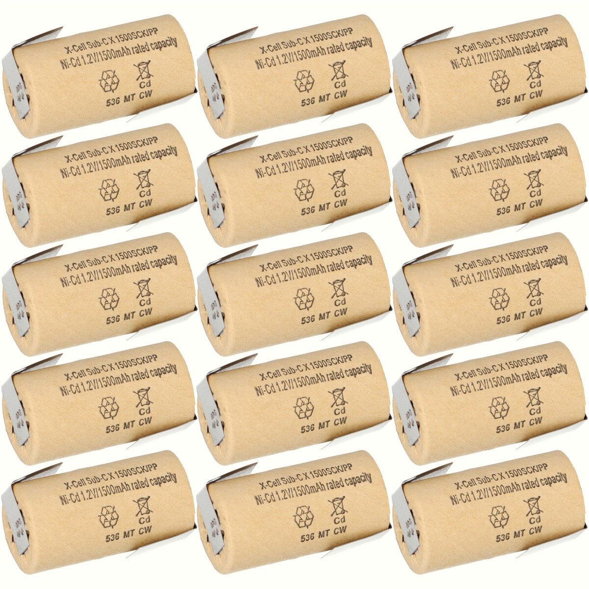 15x XCell NiCd-Akku Sub-C 1,2V 1500mAh – Z-Lötfahne