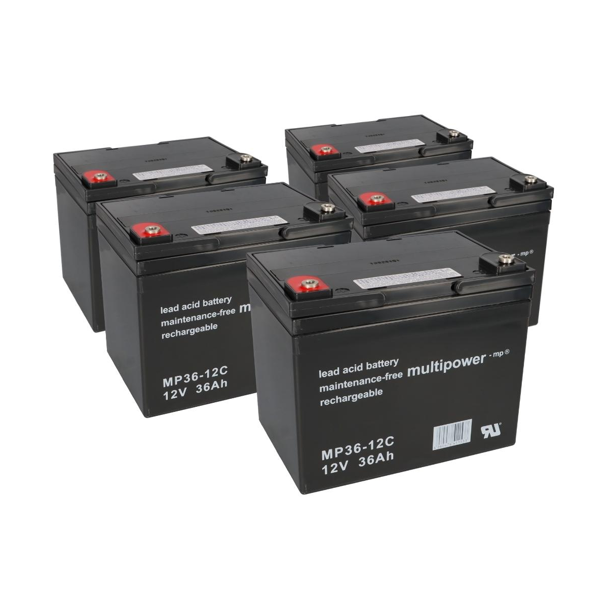 Akku kompatibel Elektromobil E Scooter Elektro Roller 60V 5x 12V 36Ah Blei MP