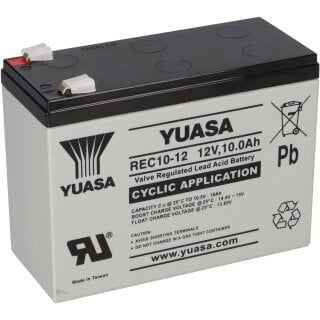 Yuasa Blei-Akku REC10-12 Pb 12V / 10Ah Zyklenfest, Faston 6,3 mm