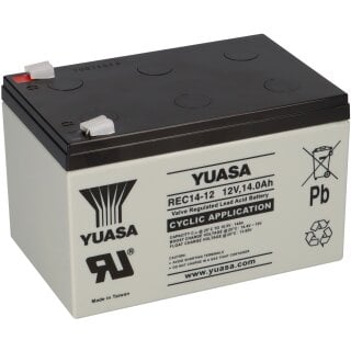 Yuasa Blei-Akku REC14-12 Pb 12V 14Ah Zyklenfest, Faston 6,3mm