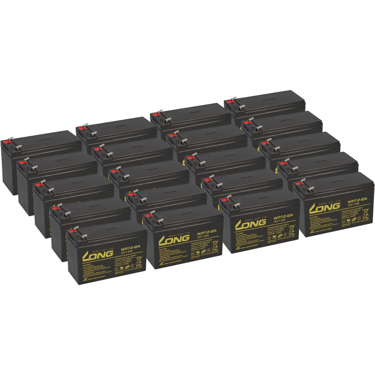 20x Kung Long WP7,2-12A F2 AGM Akku 12V 7,2Ah – Faston 6,3 mm