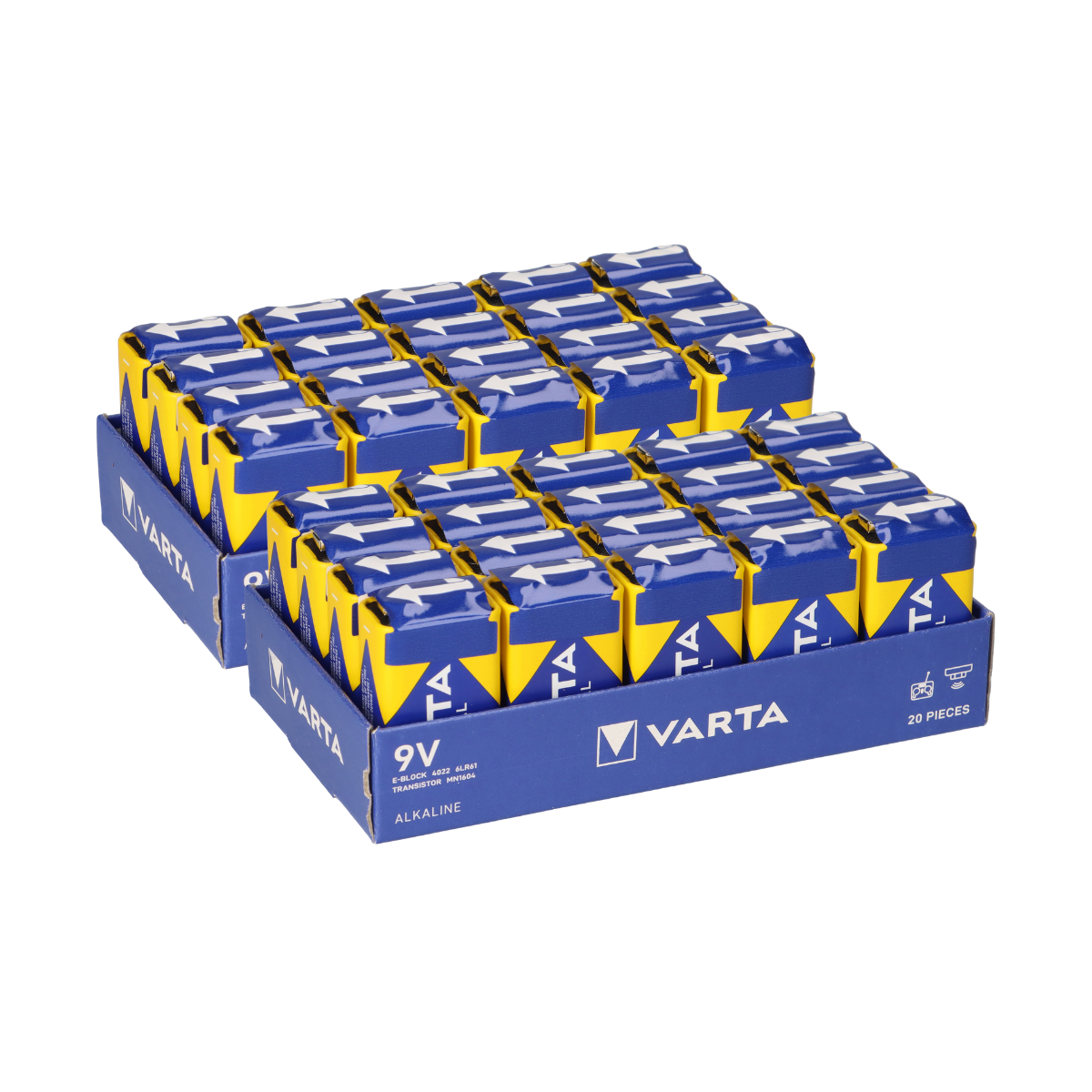 40x VARTA 4022 Industrial 9V Block Batterie 6LR61 - passend für Gewerbe, Service & Rauchmelder