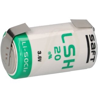 Saft Lithium 3,6V Batterie LSH 20 D - Zelle mit U-Lötfahne