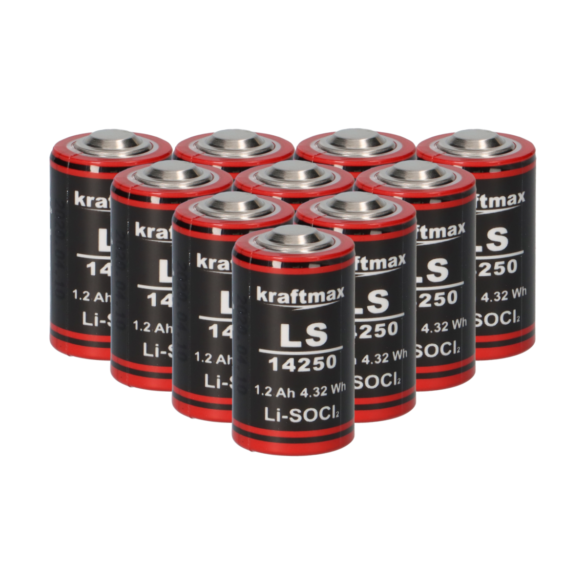10x Kraftmax Lithium 3,6V Batterie LS14250 1/2 AA - Zelle