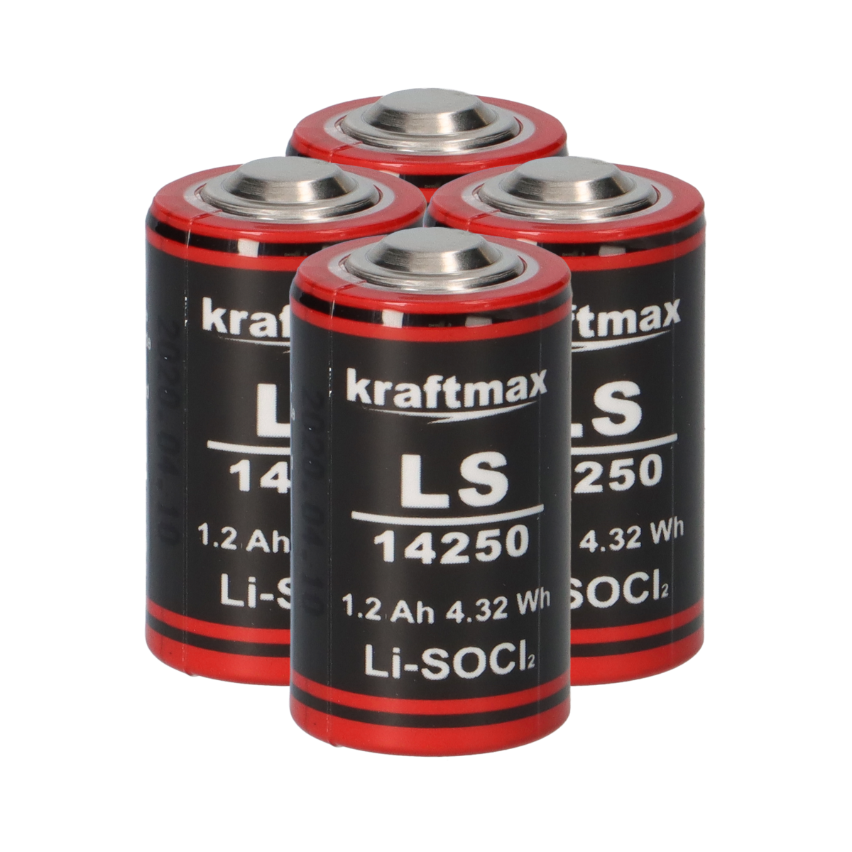 4x Kraftmax Lithium 3,6V Batterie LS14250 1/2 AA - Zelle