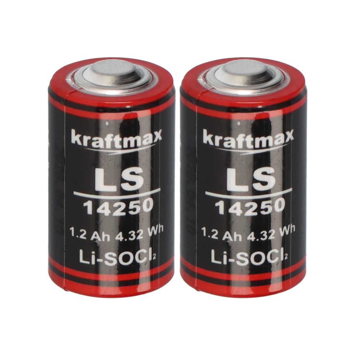 2x Kraftmax Lithium 3,6V Batterie LS14250 1/2 AA - Zelle ER14250 Li-SOCl2