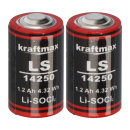 2x Kraftmax Lithium 3,6V Batterie LS14250 1/2 AA - Zelle...