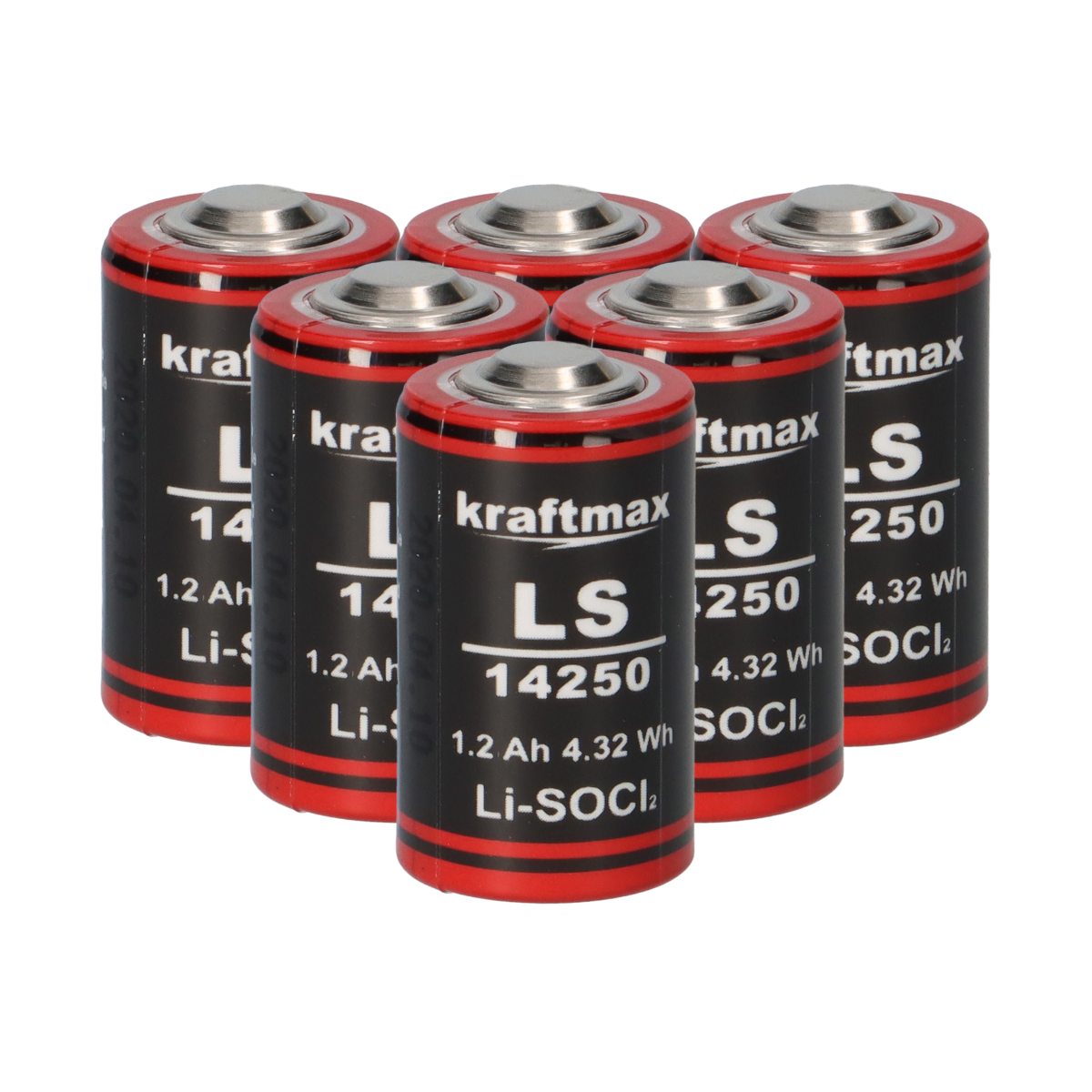 6x Kraftmax Lithium 3,6V Batterie LS14250 1/2 AA - Zelle ER14250 Li-SOCl2