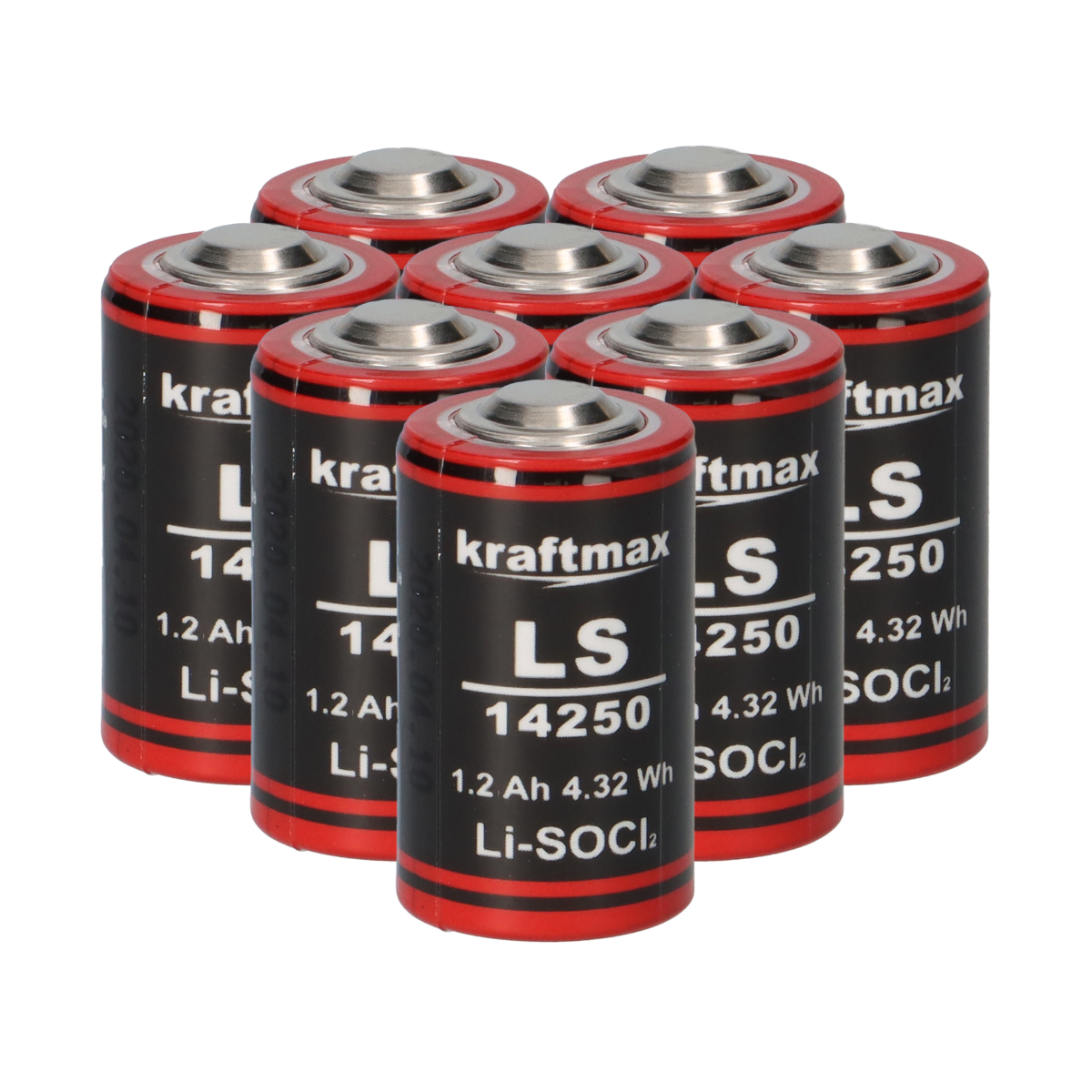 8x Kraftmax Lithium 3,6V Batterie LS14250 1/2 AA - Zelle ER14250 Li-SOCl2
