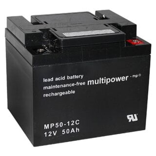 1x Multipower Blei-Akku MP50-12C Pb 12V 50Ah Zyklenfest M6 Innengewinde