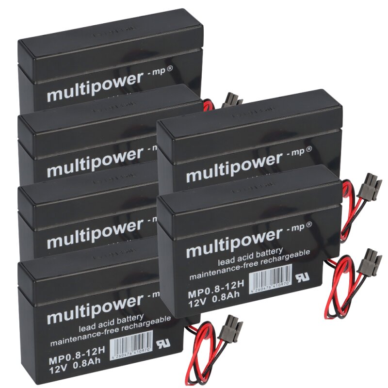 6x Multipower Blei-Akku MP0,8-12H Pb 12V 0,8Ah Heim & Haus ...