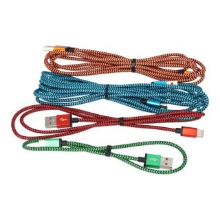 USB-C Schnellladekabel 4er Set mit Nylon Ummantelung