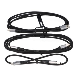 USB-C Schnellladekabel Set 3-teilig mit Nylon Ummantelung