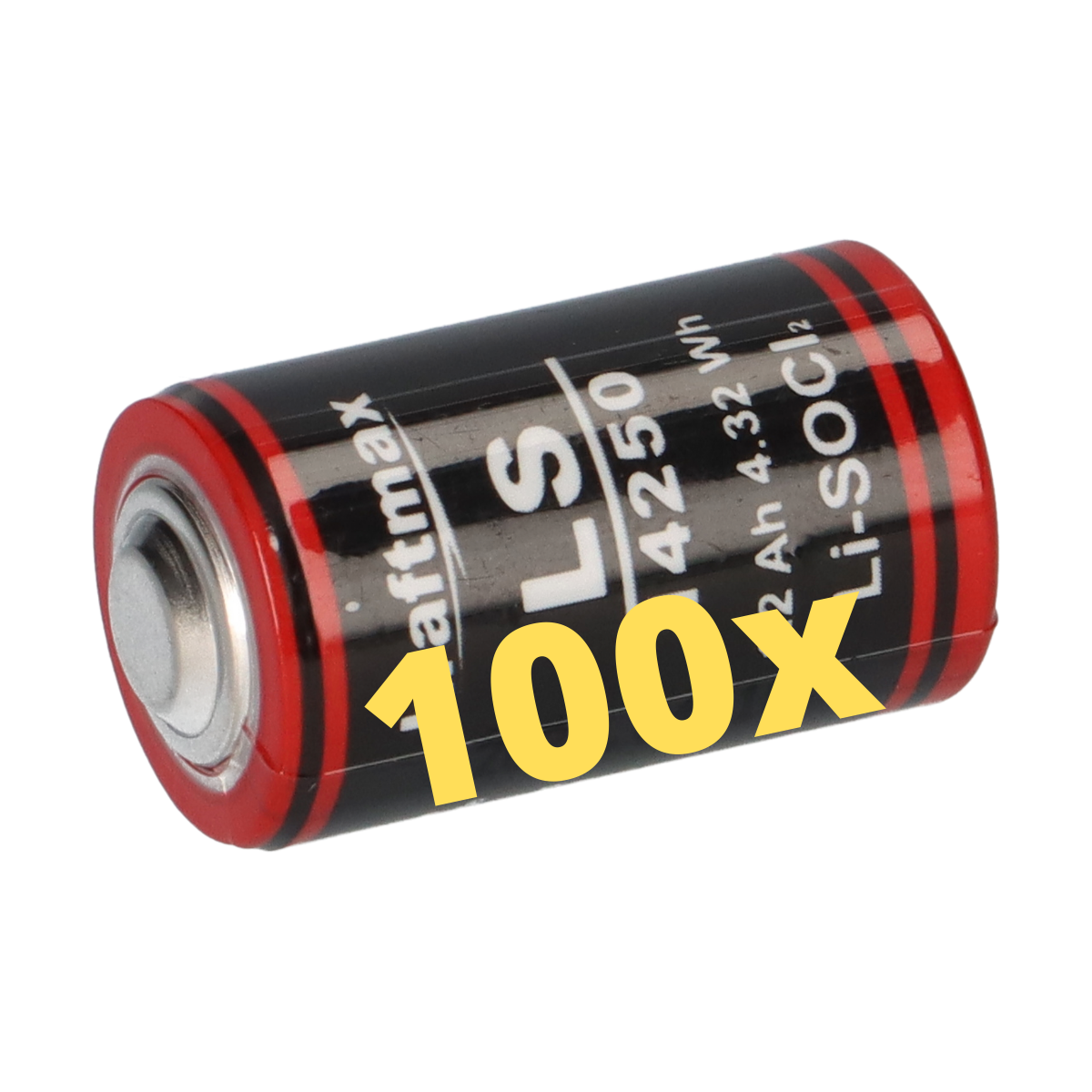 100x Kraftmax Lithium 3,6V Batterie LS14250 1/2 AA - Zelle