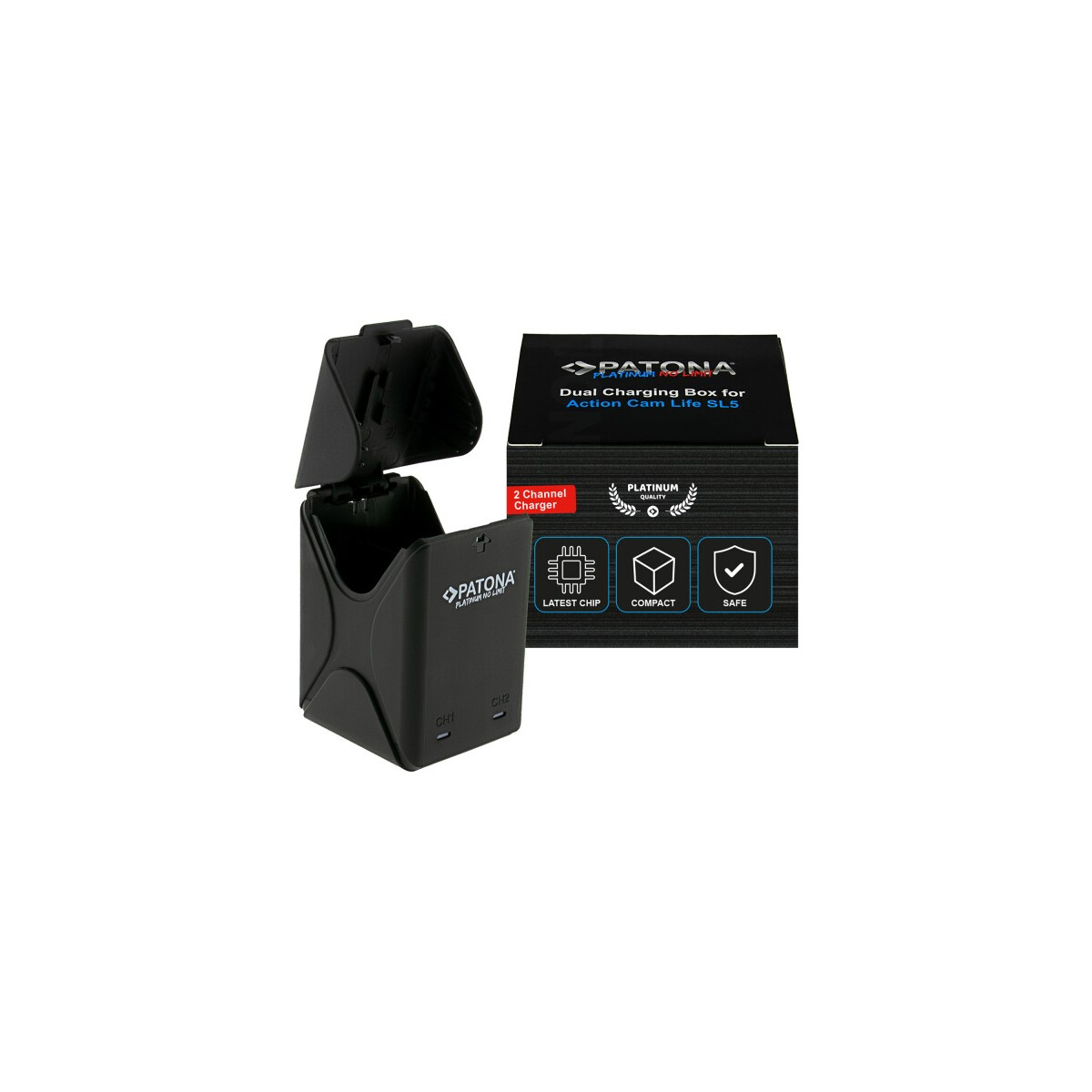 PATONA Platinum Dual-Charger Ladebox für PATONA Action Cam Life SL5