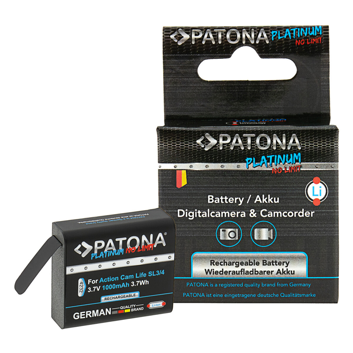 PATONA Platinum Akku für PATONA Action Cam Life SL3 und SL4 3,7V 1000mAh