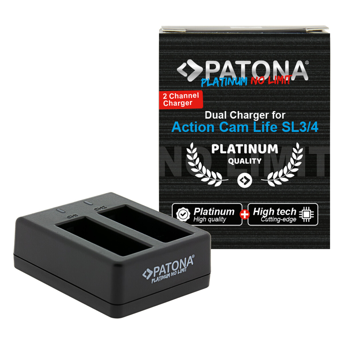 PATONA Platinum Dual Ladegerät für PATONA Action Cam Life SL3 und SL4