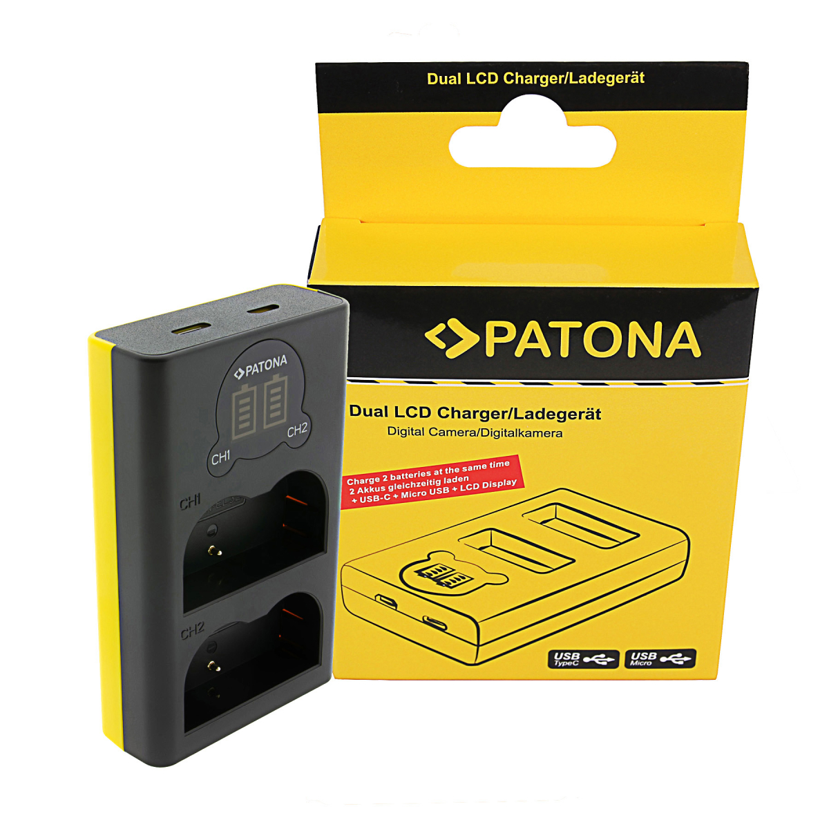 PATONA Dual LCD USB Ladegerät für Nikon, Olympus, Pentax